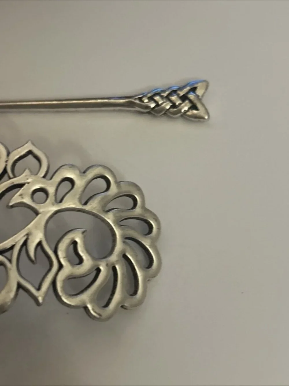 Celtic Hair Barrette Clip Tangled Silver Zinc Alloy Medieval Knot Design Hearts
